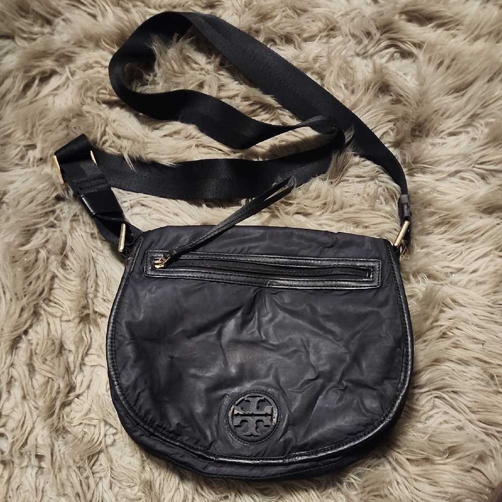 Tory Burch Black Crossbody Bag with Gold Accents